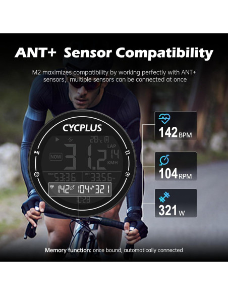 Computadora de Bicicleta CYCPLUS M2 GPS Inalámbrica 2.5"