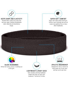 Cinta para el cabello Suddora negra, absorbente y cómoda 2