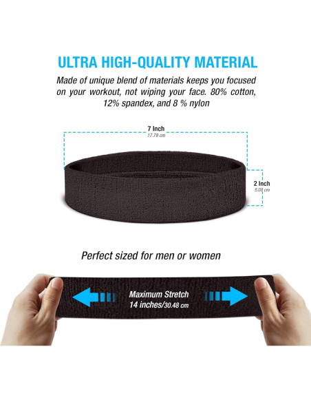 Cinta para el cabello Suddora negra, absorbente y cómoda