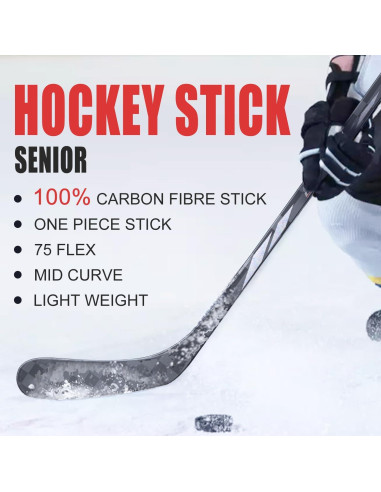 Palo de Hockey sobre Hielo GY Senior 100% Fibra de Carbono 167.64 cm