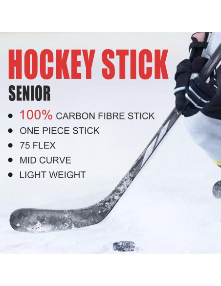 Palo de Hockey sobre Hielo GY Senior 100% Fibra de Carbono 167.64 cm