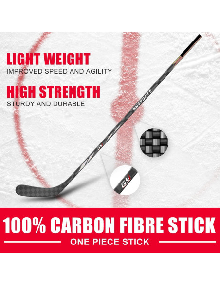 Palo de Hockey sobre Hielo GY Senior 100% Fibra de Carbono 167.64 cm