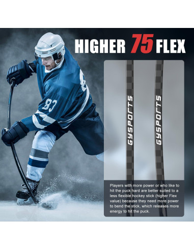 Palo de Hockey sobre Hielo GY Senior 100% Fibra de Carbono 167.64 cm