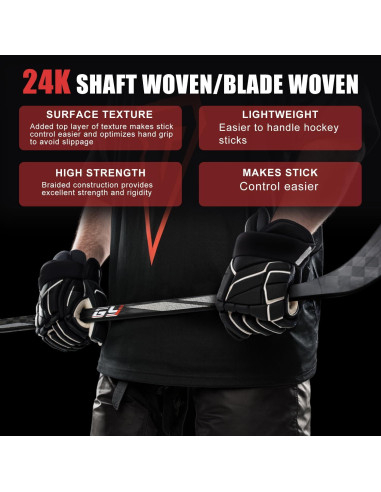 Palo de Hockey sobre Hielo GY Senior 100% Fibra de Carbono 167.64 cm