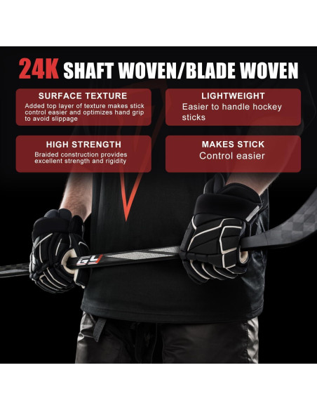 Palo de Hockey sobre Hielo GY Senior 100% Fibra de Carbono 167.64 cm