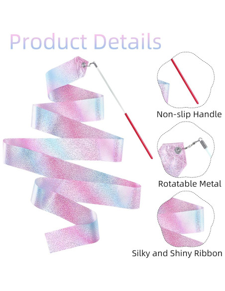 Juego de 2 Cintas de Danza TKYZMS 200 cm con Estrellas Brillantes