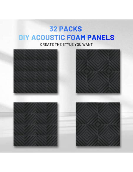 Paneles Acústicos Aislantes Focusound 32 Piezas 5 cm Negro
