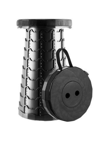 Taburete Plegable Doseno Ajustable 6.1-44.5 cm Negro