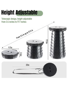 Taburete Plegable Doseno Ajustable 6.1-44.5 cm Negro 2