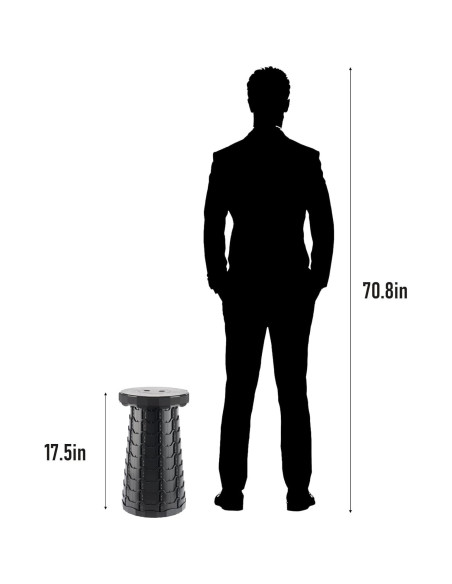 Taburete Plegable Doseno Ajustable 6.1-44.5 cm Negro