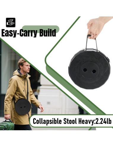 Taburete Plegable Doseno Ajustable 6.1-44.5 cm Negro