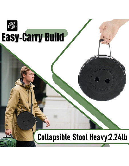 Taburete Plegable Doseno Ajustable 6.1-44.5 cm Negro