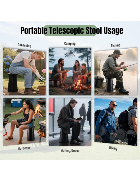 Taburete Plegable Doseno Ajustable 6.1-44.5 cm Negro