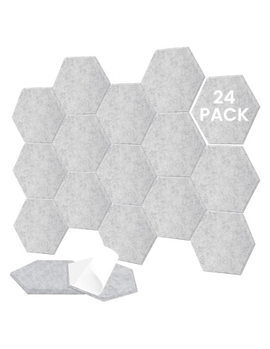 Paneles Acústicos Hexagonales 24-Pack Grises 30.5x22.9cm