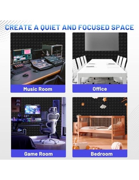 Paneles Acústicos Piramidales Focusound 36 Unidades 30.48x30.48cm