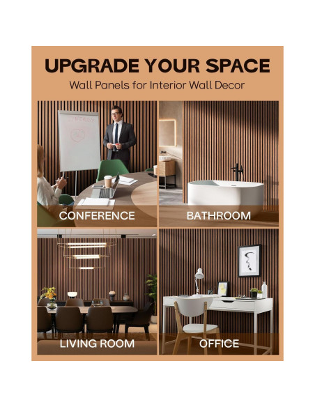 Paneles Acústicos Starfavor 8PC 60x28.5cm Nuez Decorativos