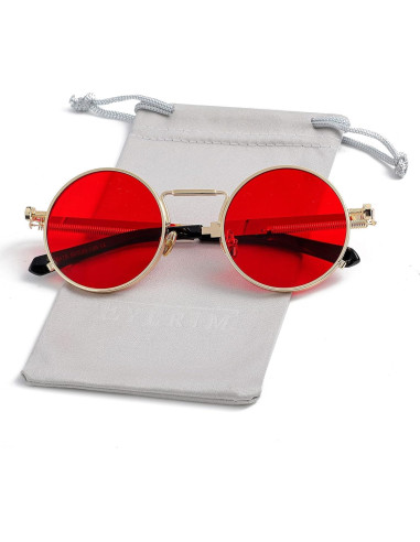Gafas de sol redondas EYLRIM Eyl8478b 100% UV Oro/Rojo