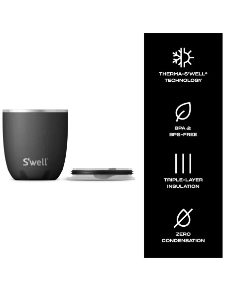 Vaso de Acero Inoxidable S'well 10oz (0.3L) Ónix Aislado