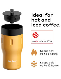 Vaso de Café Aislado Bobber 12 oz Acero Inoxidable Naranja 2