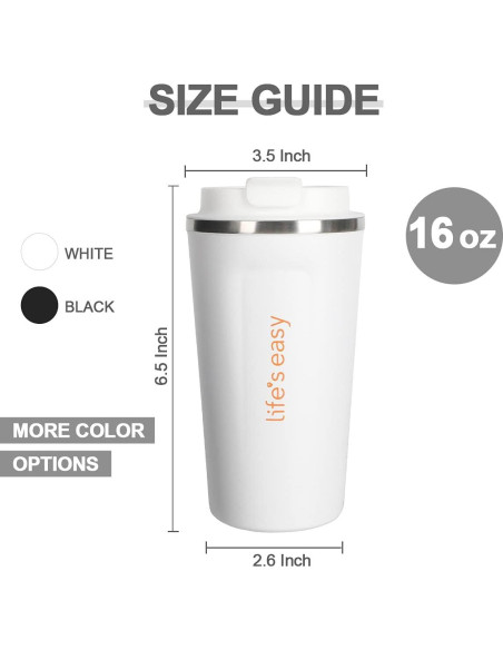 Vaso de Café Aislado La Vida es Fácil 16 oz Blanco