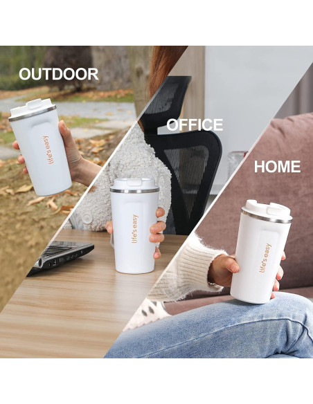 Vaso de Café Aislado La Vida es Fácil 16 oz Blanco