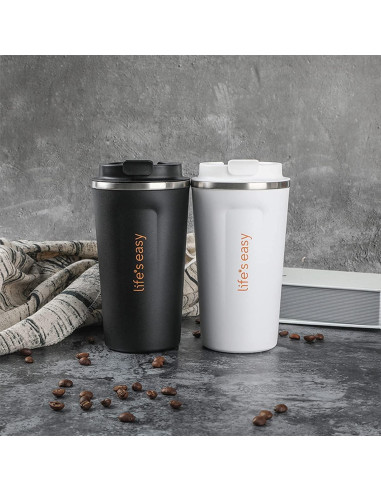 Vaso de Café Aislado La Vida es Fácil 16 oz Blanco