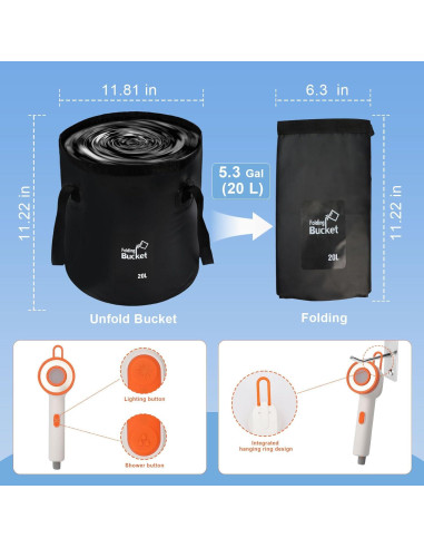 Ducha Portátil 2-en-1 NEBELTREKK con Luz y Filtro 20L