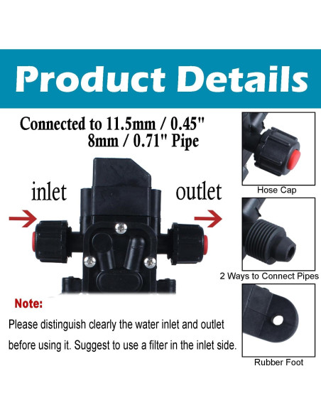 Bomba de Pulverización de Agua DIANQI 12V 70W Autocebante 6L/min