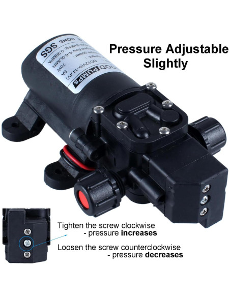 Bomba de Pulverización de Agua DIANQI 12V 70W Autocebante 6L/min