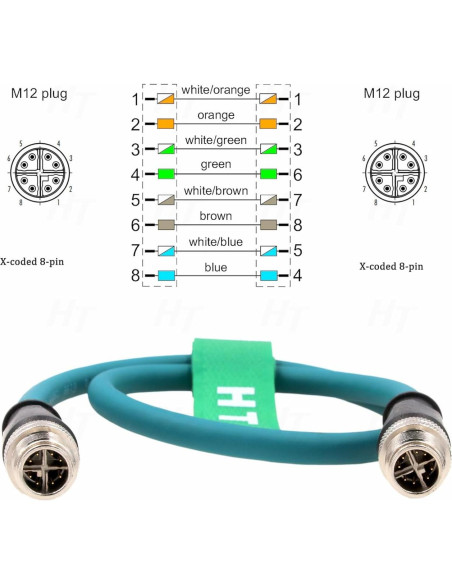Cable Ethernet Cat7e M12 8 Pines X-Codificado 3m HangTon