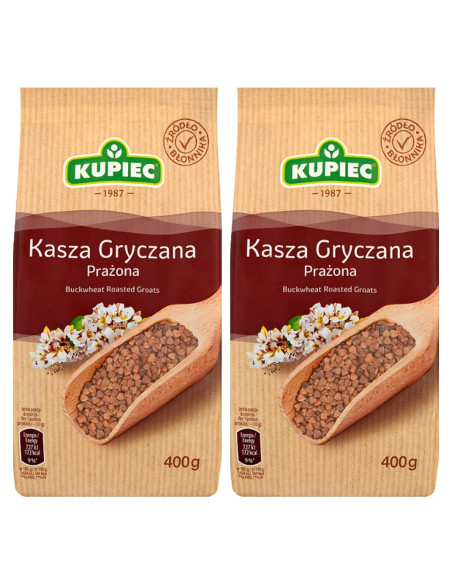Groats de Trigo Sarraceno Tostados Kupiec 400g Paquete de 2