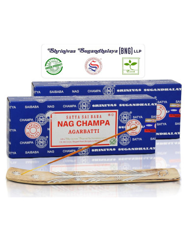 Incienso Natural Satya Nagchampa 500 g con Soporte Raajsee