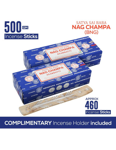 Incienso Natural Satya Nagchampa 500 g con Soporte Raajsee