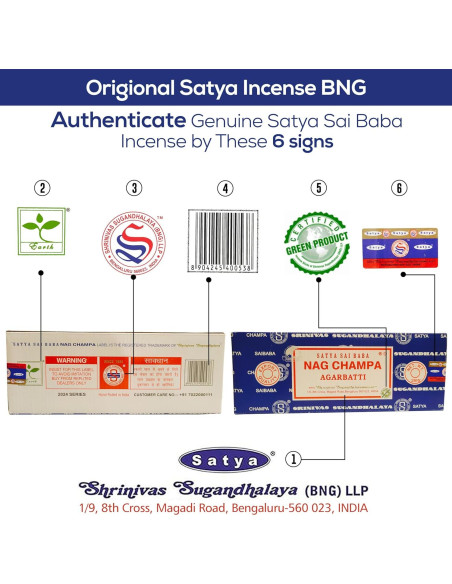 Incienso Natural Satya Nagchampa 500 g con Soporte Raajsee