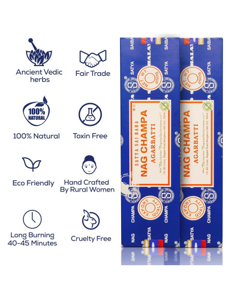 Incienso Natural Satya Nagchampa 500 g con Soporte Raajsee