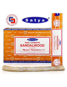 Incienso Natural Satya Sándalo 180g con Soporte Raajsee