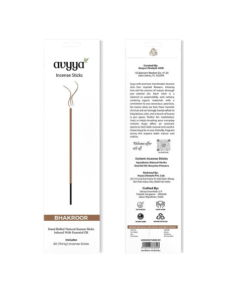 Varitas de Incienso Hechas a Mano Avyya - 30 Piezas Bakhoor
