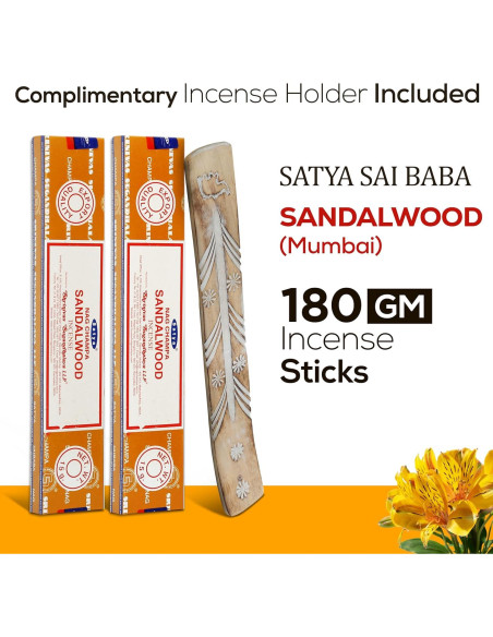 Incienso Natural Satya Sándalo 180g con Soporte Raajsee