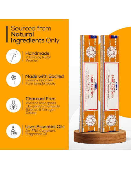 Incienso Natural Satya Sándalo 180g con Soporte Raajsee