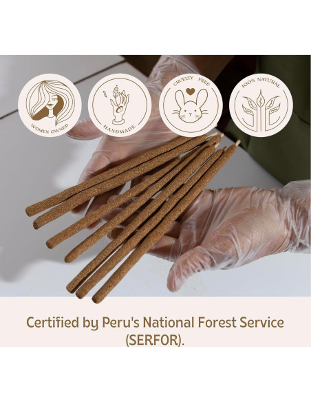Incienso de Palo Santo Luna Sundara 6 Varitas 21cm Natural