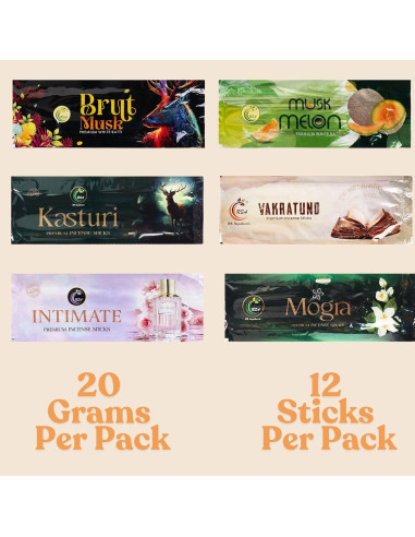 Juego de Incienso Premium Hashcart - 6 Fragancias Naturales