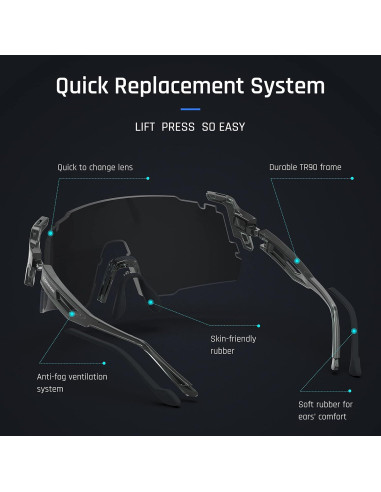 Gafas de sol deportivas TOREGE TR65 con 3 lentes intercambiables