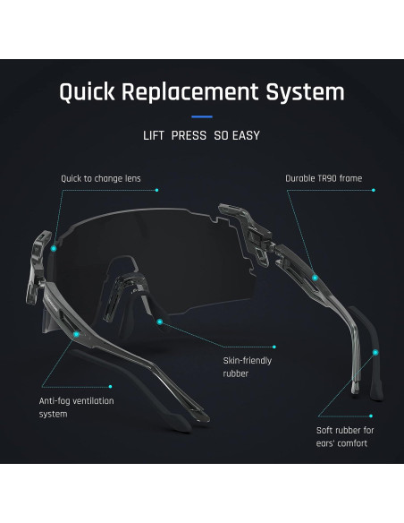 Gafas de sol deportivas TOREGE TR65 con 3 lentes intercambiables