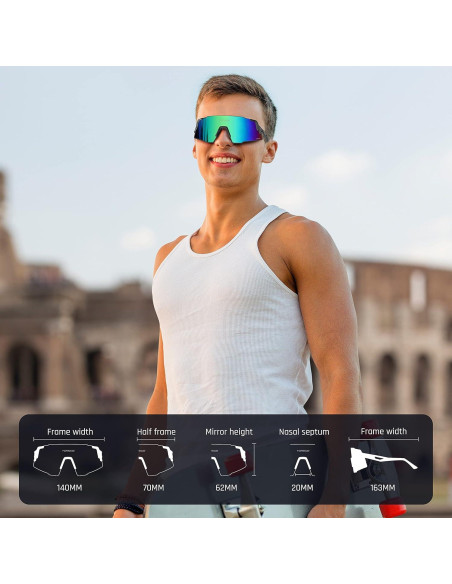 Gafas de sol deportivas TOREGE TR65 con 3 lentes intercambiables