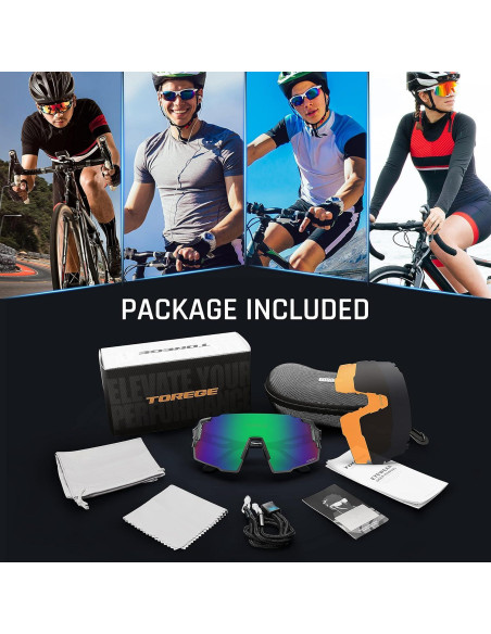 Gafas de sol deportivas TOREGE TR65 con 3 lentes intercambiables