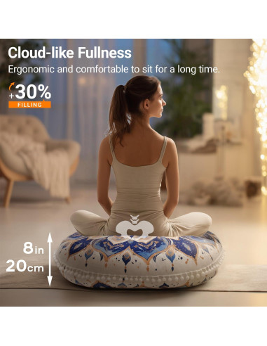 Cojín de Meditación Redondo DAWNYIELD 80cm Espuma Viscoelástica