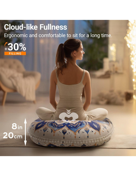 Cojín de Meditación Redondo DAWNYIELD 80cm Espuma Viscoelástica