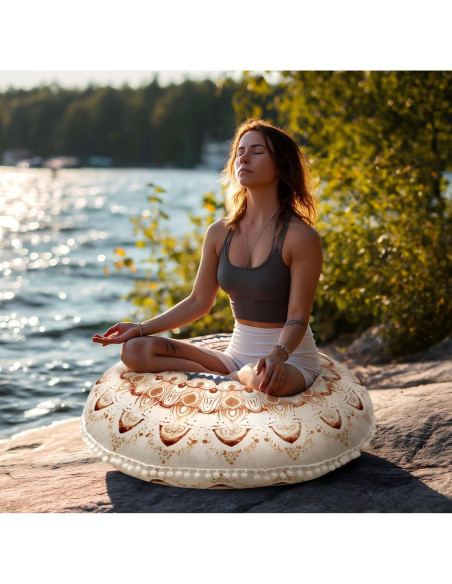 Cojín de Meditación Redondo DAWNYIELD 80cm Espuma Viscoelástica