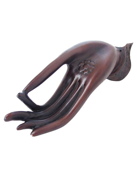 Escultura Mano de Buda Orquídea Azul 19 cm Resina Colgante