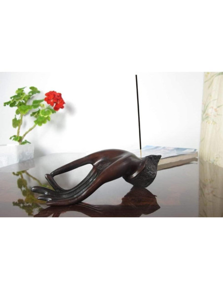 Escultura Mano de Buda Orquídea Azul 19 cm Resina Colgante